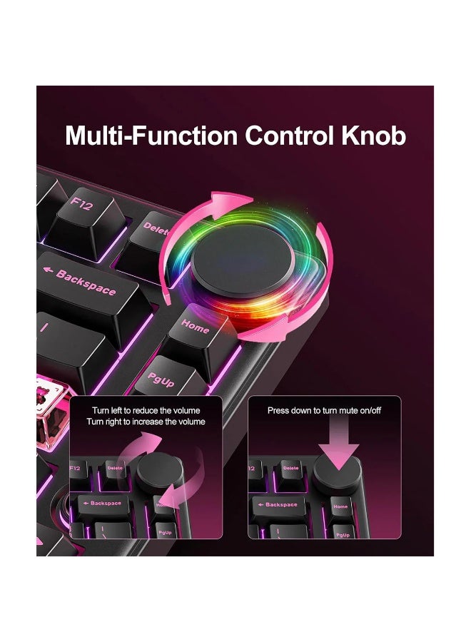 onikuma MT706 Tri-Mode RGB Mechanical Gaming Keyboard with 81 Keys & Control Knob, 2.4GHz Wireless, Bluetooth & Wired Type-C Connectivity, Gasket Mount Structure, Hot-Swappable Switches, Dynamic RGB Lighting - Image 5